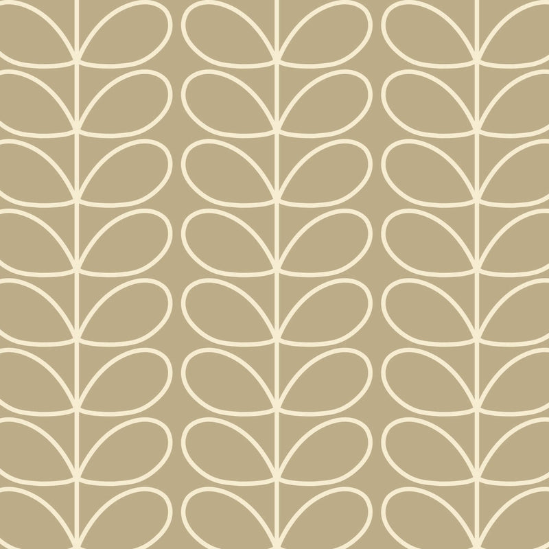 Linear Stem Stone Wallpaper in Beige Artwork by Orla Kiely