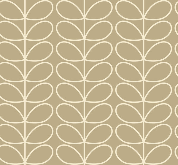 Linear Stem Stone Wallpaper in Beige Artwork by Orla Kiely