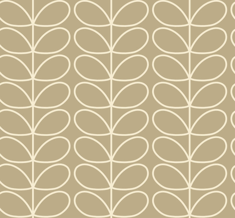 Linear Stem Stone Wallpaper in Beige Artwork by Orla Kiely