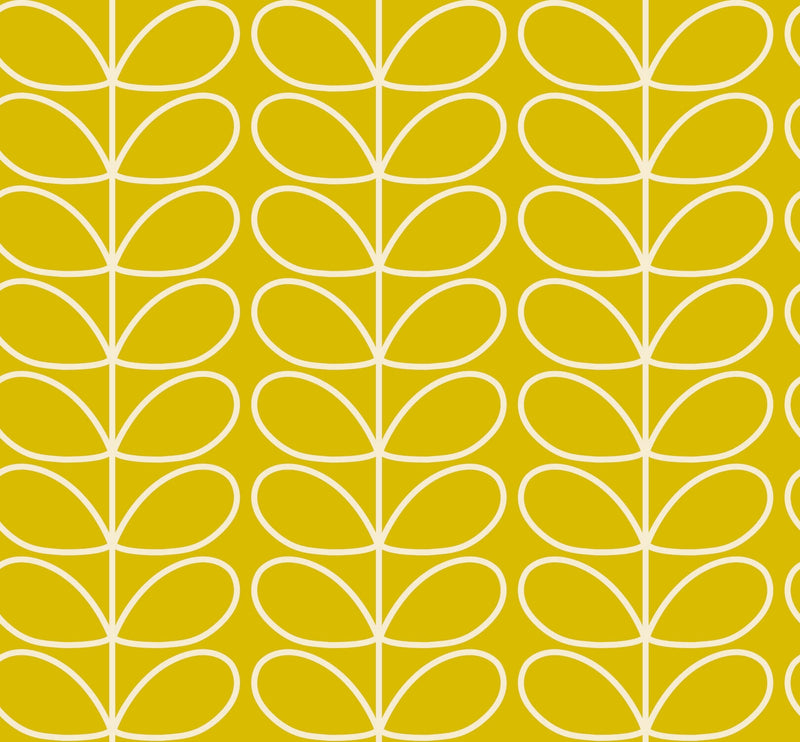 Linear Stem Sunflower Wallpaper in Yellow Artwork by Orla Kiely