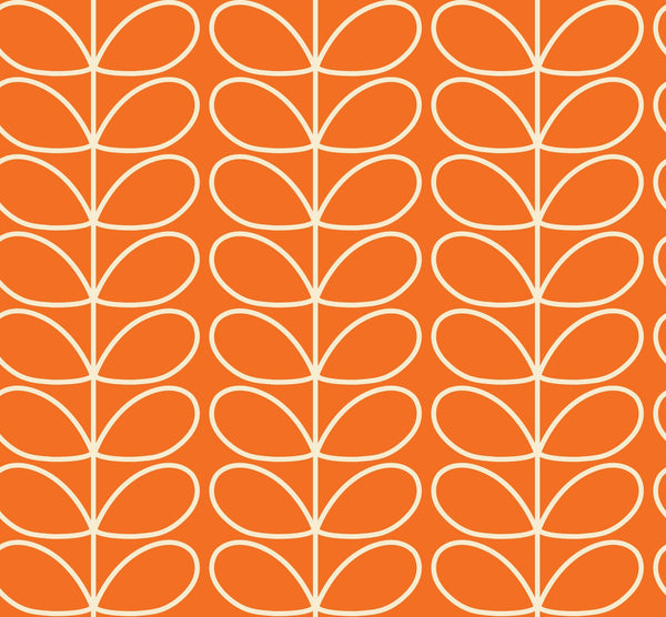 Linear Stem Tomato Wallpaper in Orange Artwork by Orla Kiely