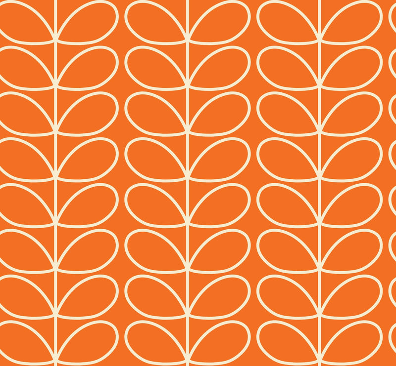 Linear Stem Tomato Wallpaper in Orange Artwork by Orla Kiely