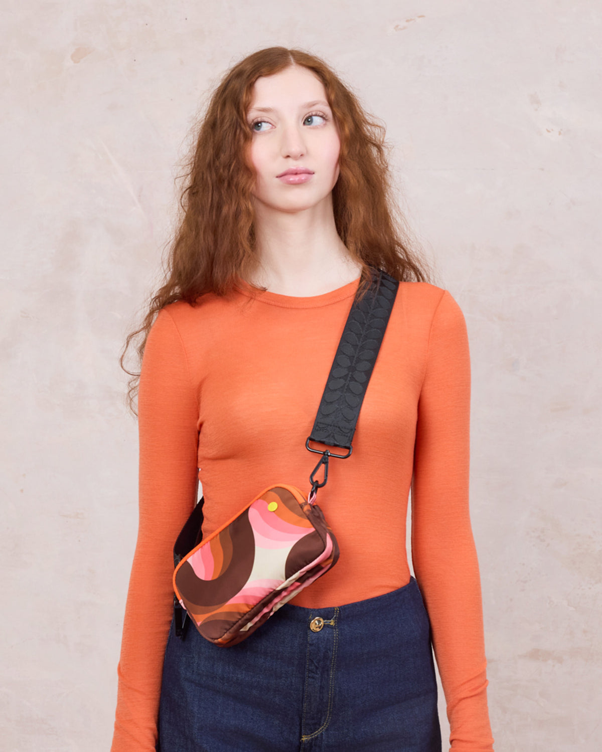 Tripod Crossbody Bag - Rolling Waves Rose