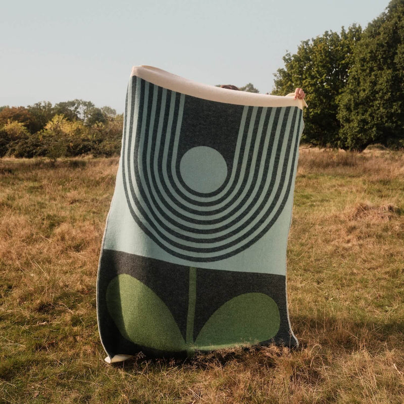 Wool Jacquard Blanket in Striped Tulip by Orla Kiely