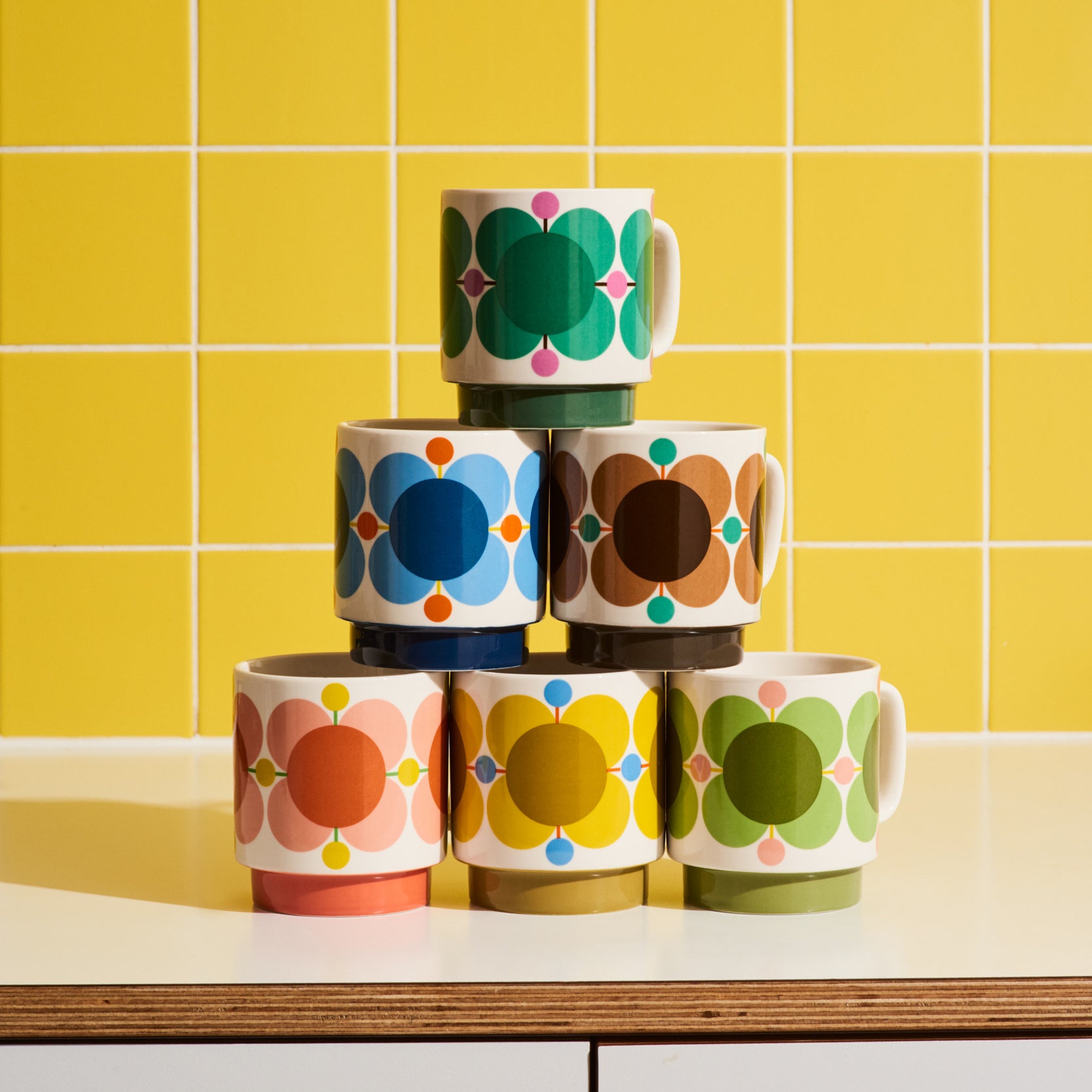 Large Mug Set of 2 - Atomic Flower Sky/Sunflower