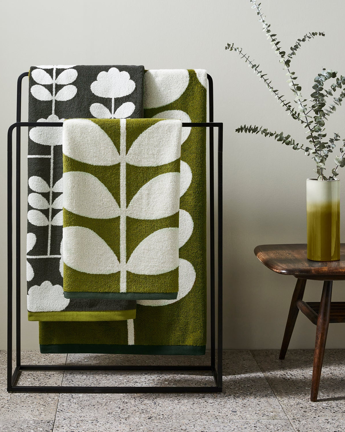 Cut Stem Towels Moss/Charcoal