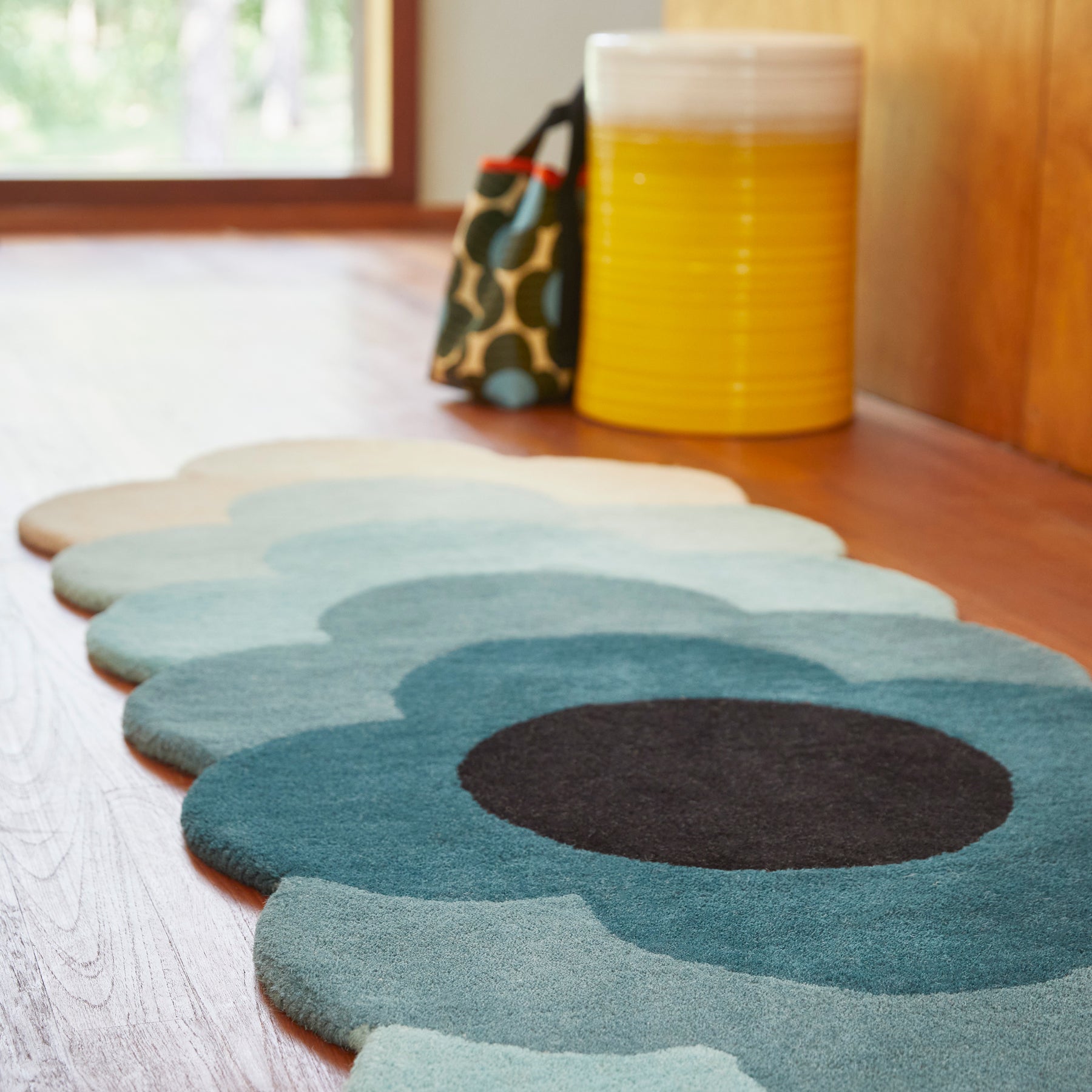 Optical Flower Teal Rug